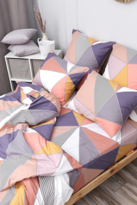 Пододеяльник поплин Геометрия рыжий,беж