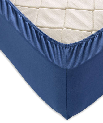 Трикотажная простынь на резинке индиго